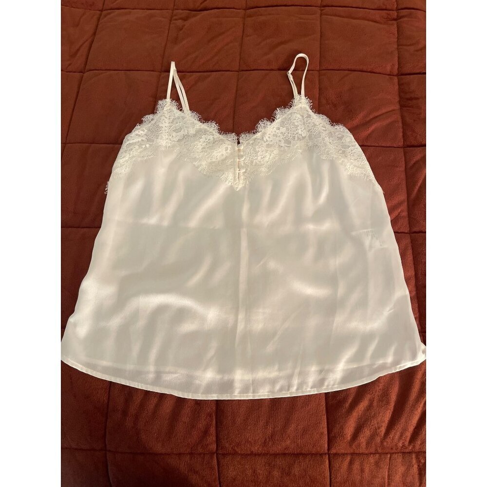Abercrombie & Fitch Womens White Lace Trim Cami Tank Top M Polyester